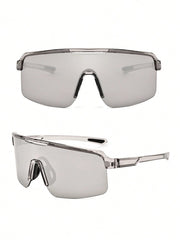 Oversized Fashion Silver Mirrored Sports Glasses