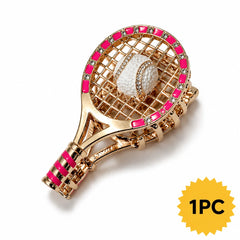 1PC New Creative Tennis Racket Shaped Metal Women's Hair Claw - www.thetreasurebox.me