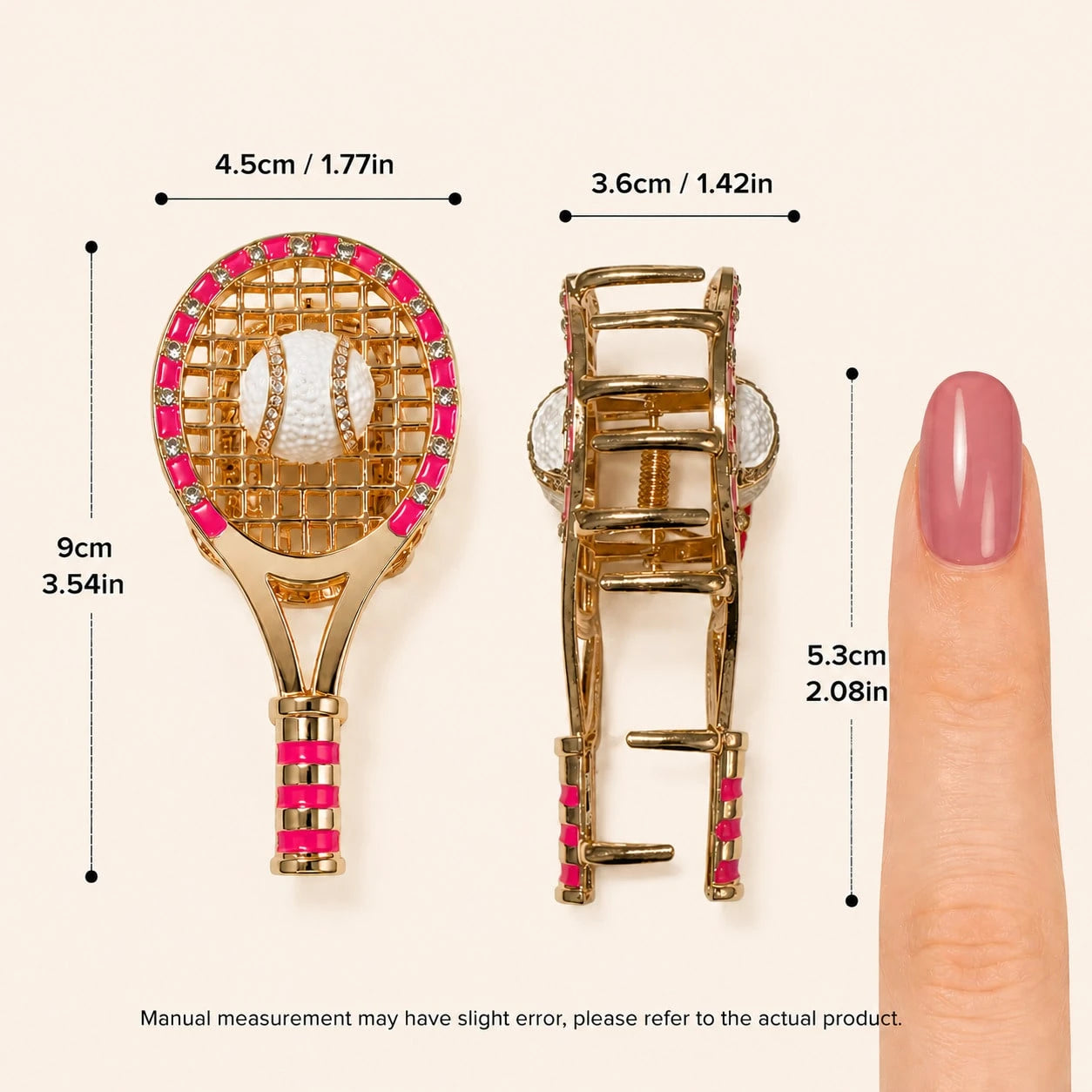 1PC New Creative Tennis Racket Shaped Metal Women's Hair Claw - www.thetreasurebox.me