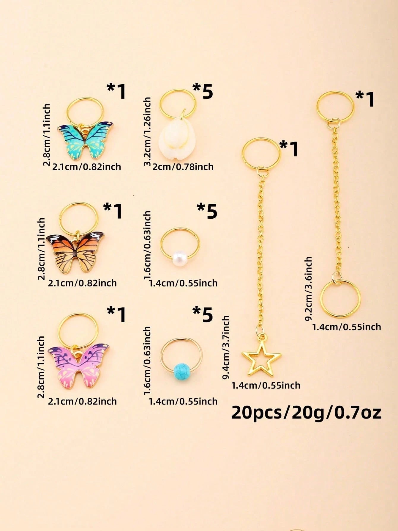 Summer Boho 20Pcs Braid Hair Rings - www.thetreasurebox.me
