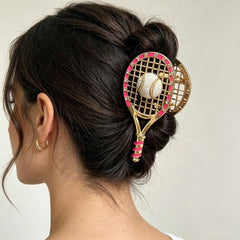 1PC New Creative Tennis Racket Shaped Metal Women's Hair Claw - www.thetreasurebox.me
