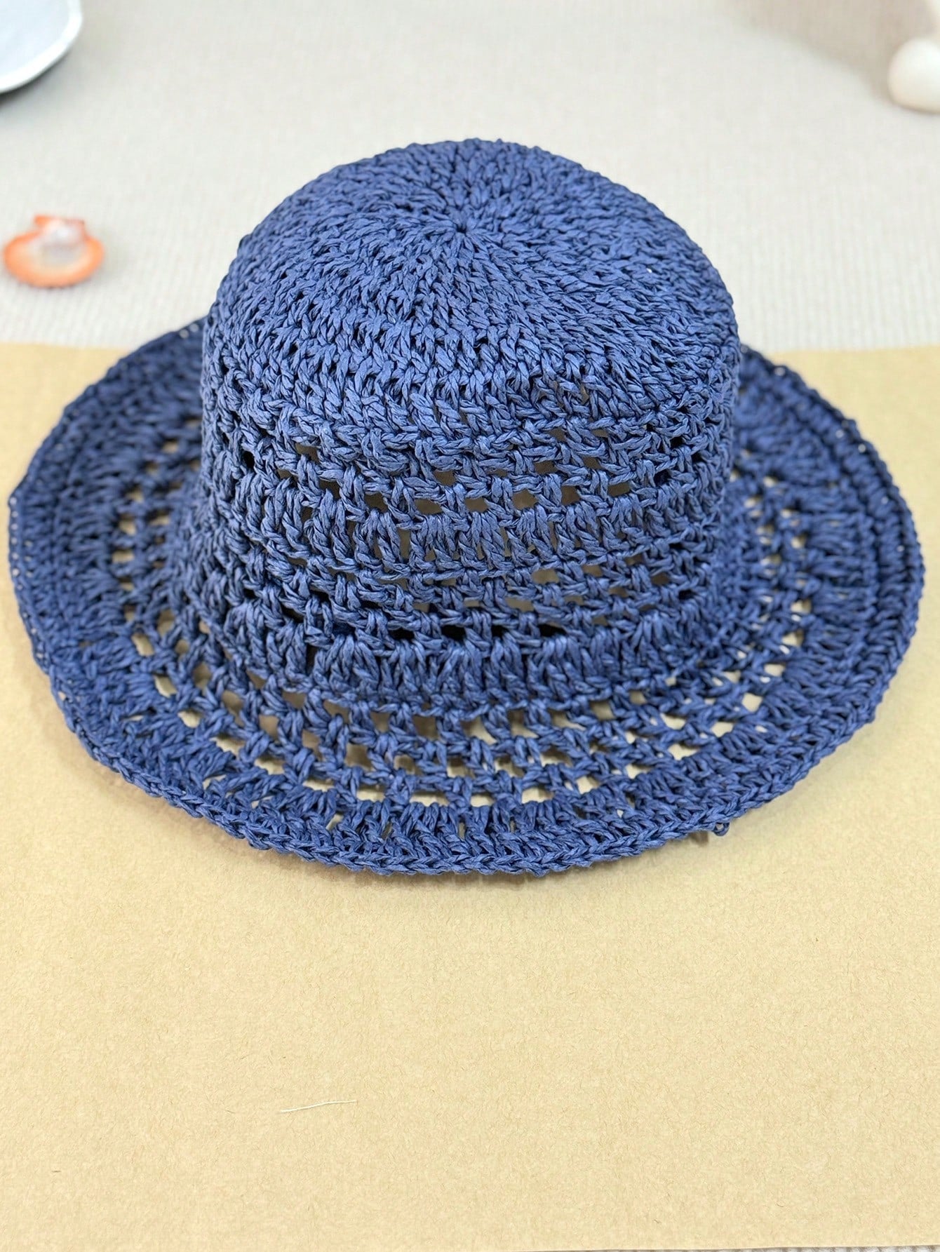 1pc Solid Color Hollow Out Handmade Straw Hat
