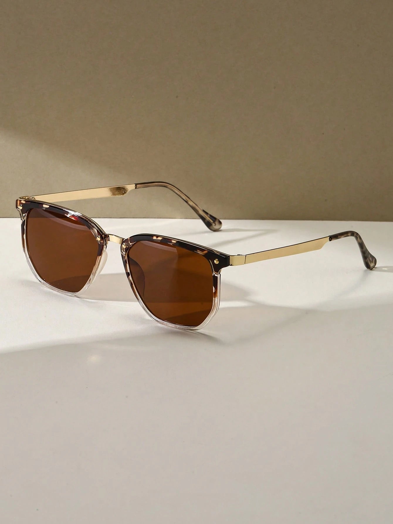 Vintage Square Leopard Print Sunglasses