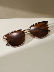 Vintage Square Leopard Print Sunglasses