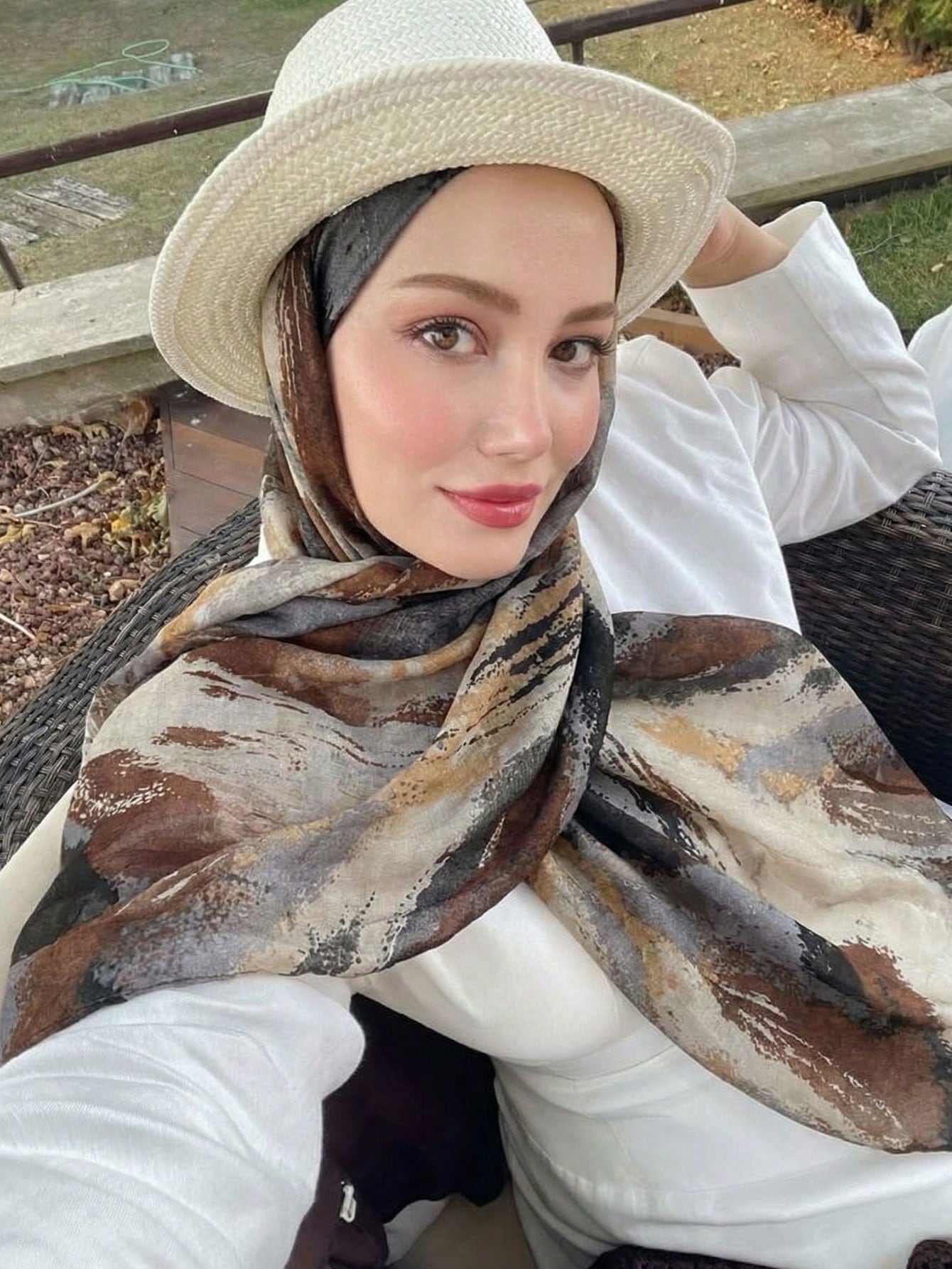 1PC Bohemian Style Brown Tie-Dye Print Headscarf