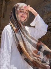 1PC Bohemian Style Brown Tie-Dye Print Headscarf