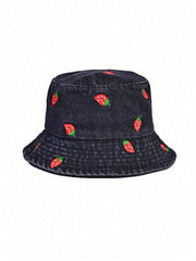 1pc Watermelon Pattern Denim Bucket Hat