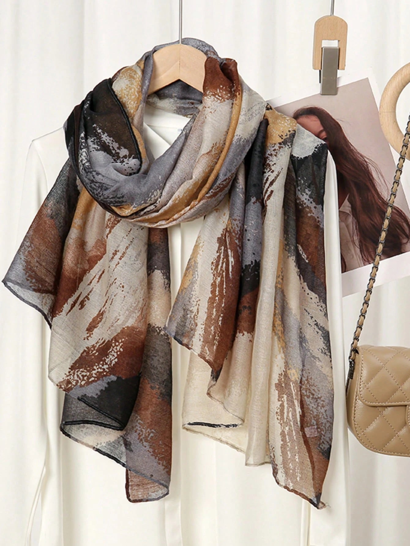 1PC Bohemian Style Brown Tie-Dye Print Headscarf