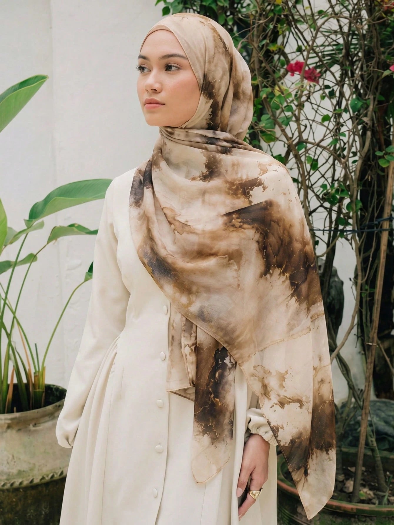 Marble Tie-Dye Hijab Scarf Wide Printed Headscarf