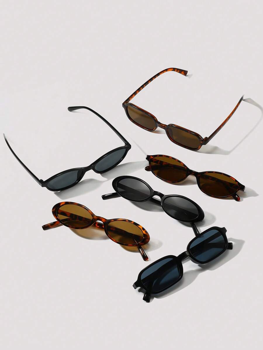 6pcs Casual Small Frame Glasses Set