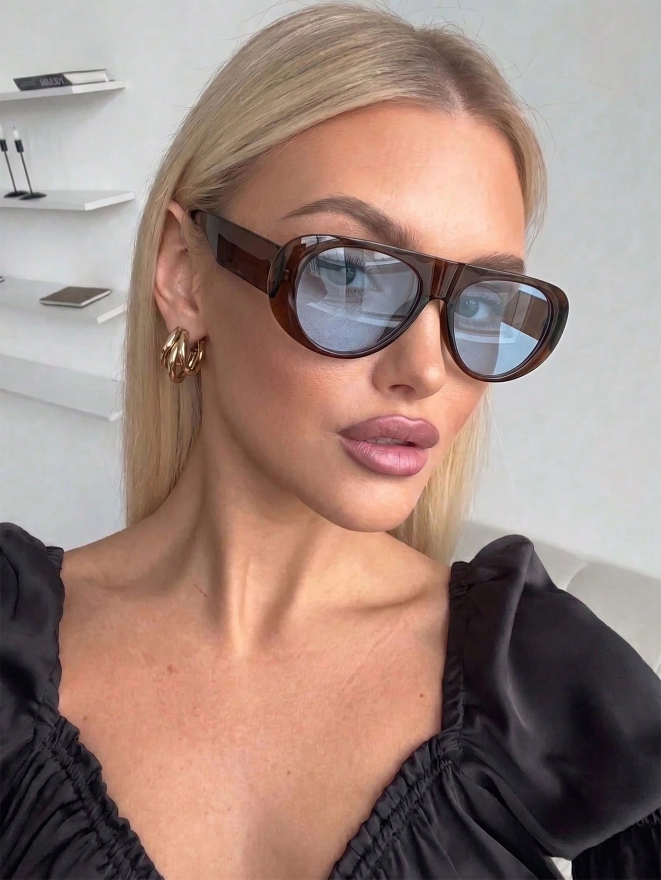 Oversized Translucent Frame Sunglasses