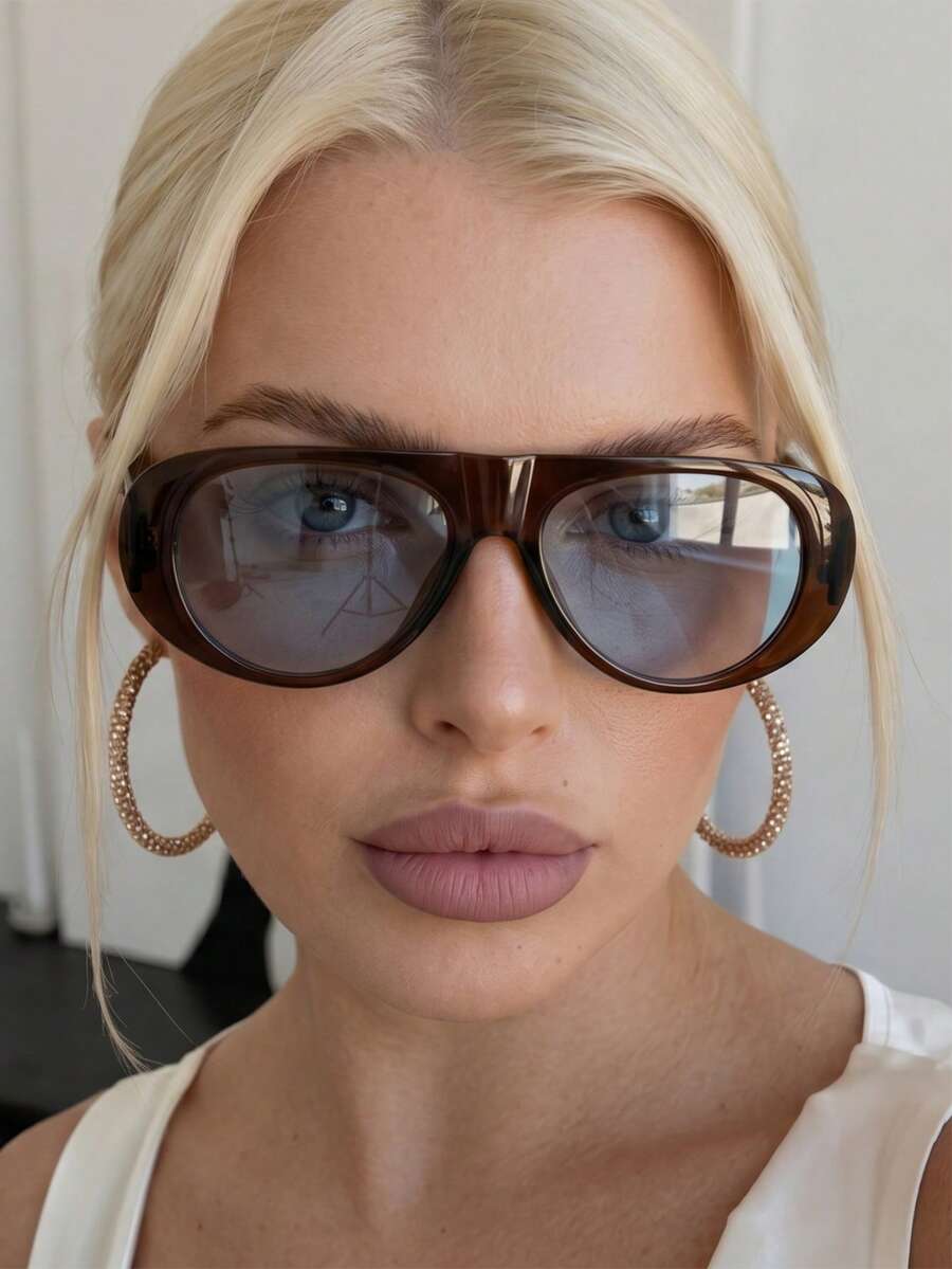 Oversized Translucent Frame Sunglasses