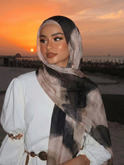 1pc Bohemian Style Watercolor Print Viscose Hijab