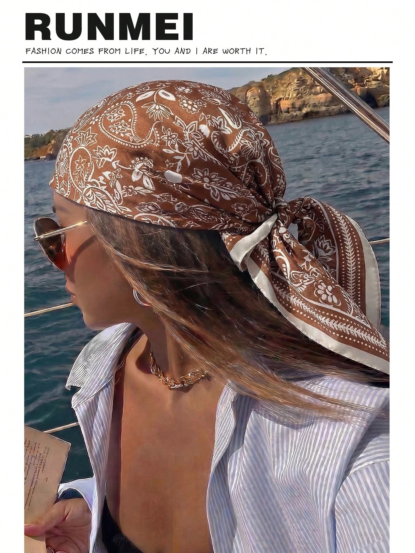 1pc Boho Paisley Print Bandana