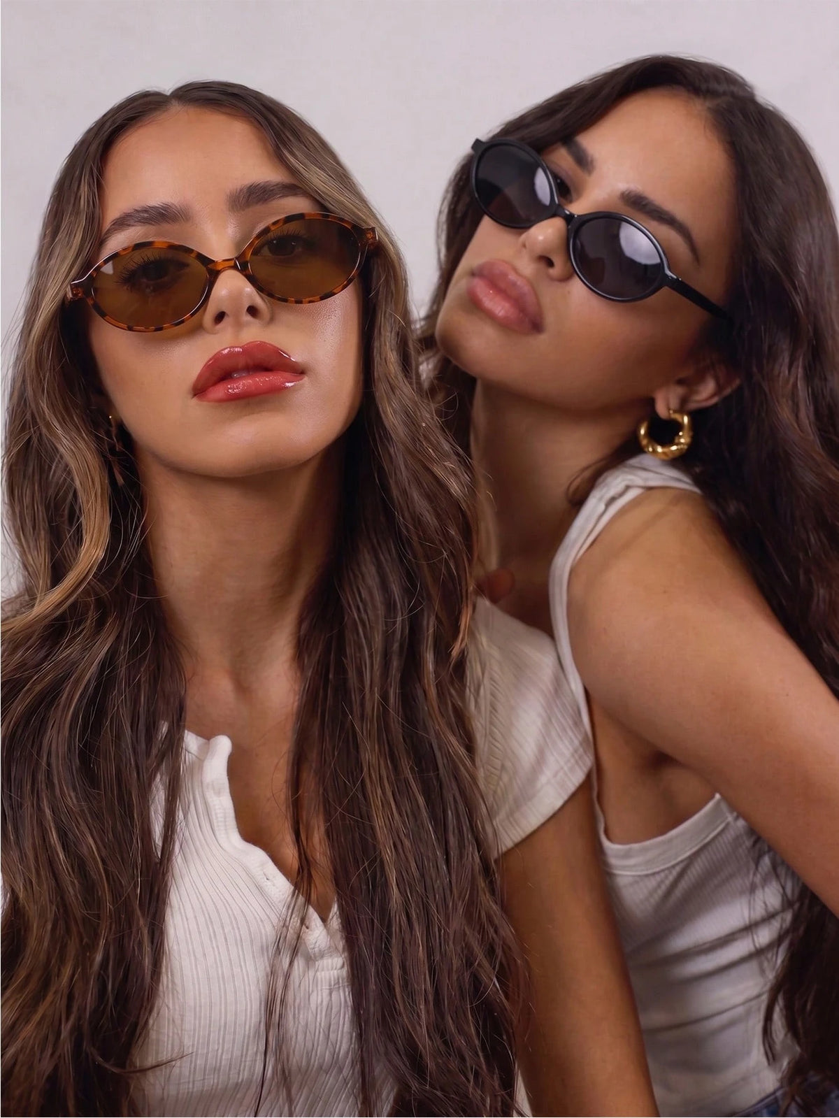 2pc Oval Retro Small Frame Sunglasses Set