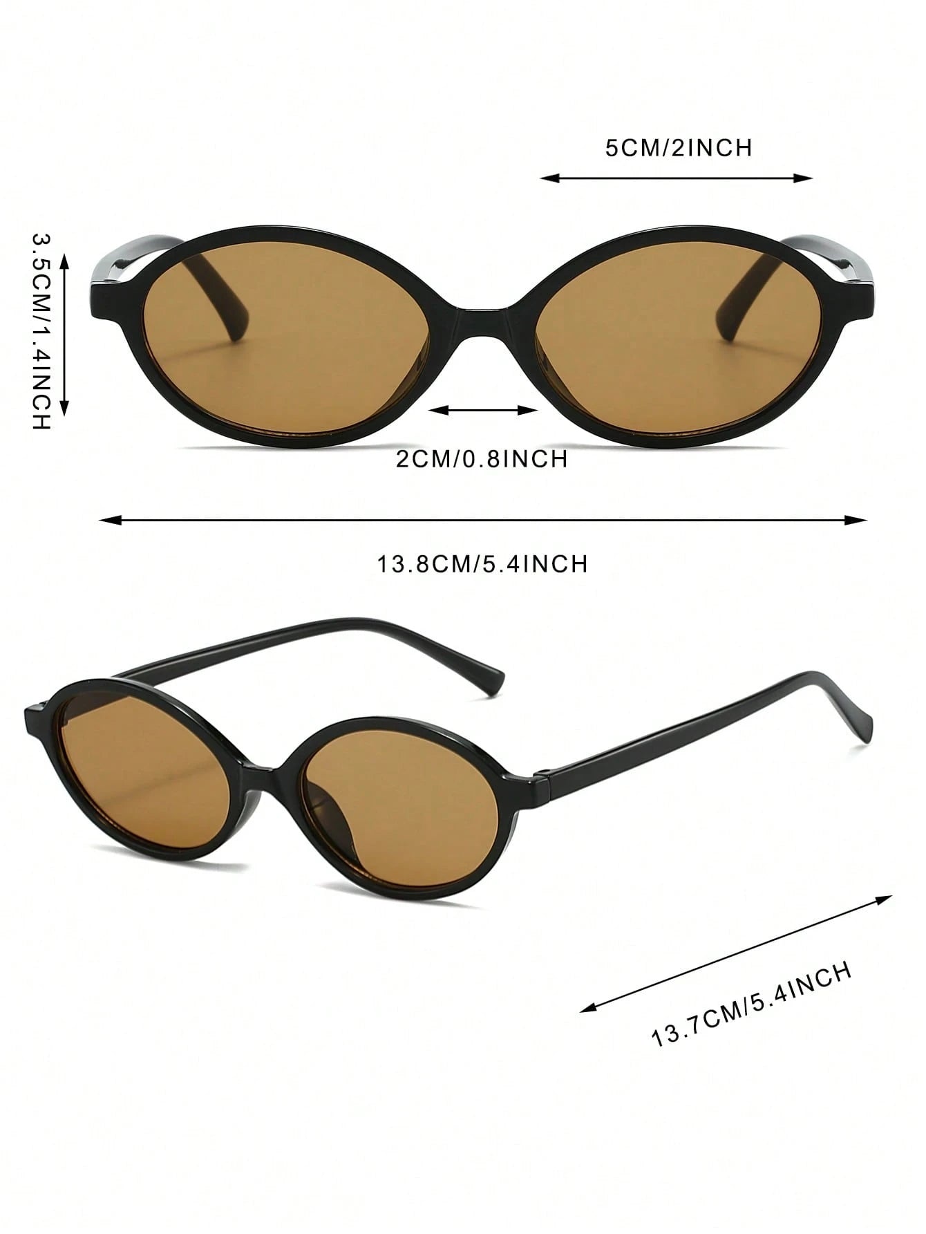 2pc Oval Vintage Small Frame Sunglasses Set