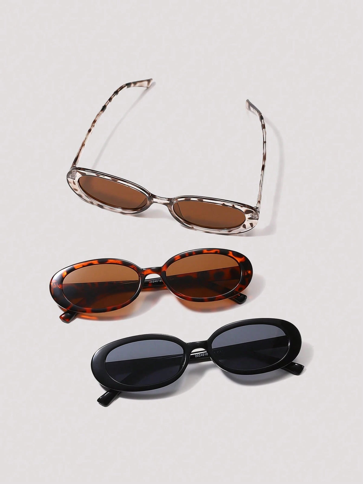 3pc Oval Frame Sunglasses Set Classic Style