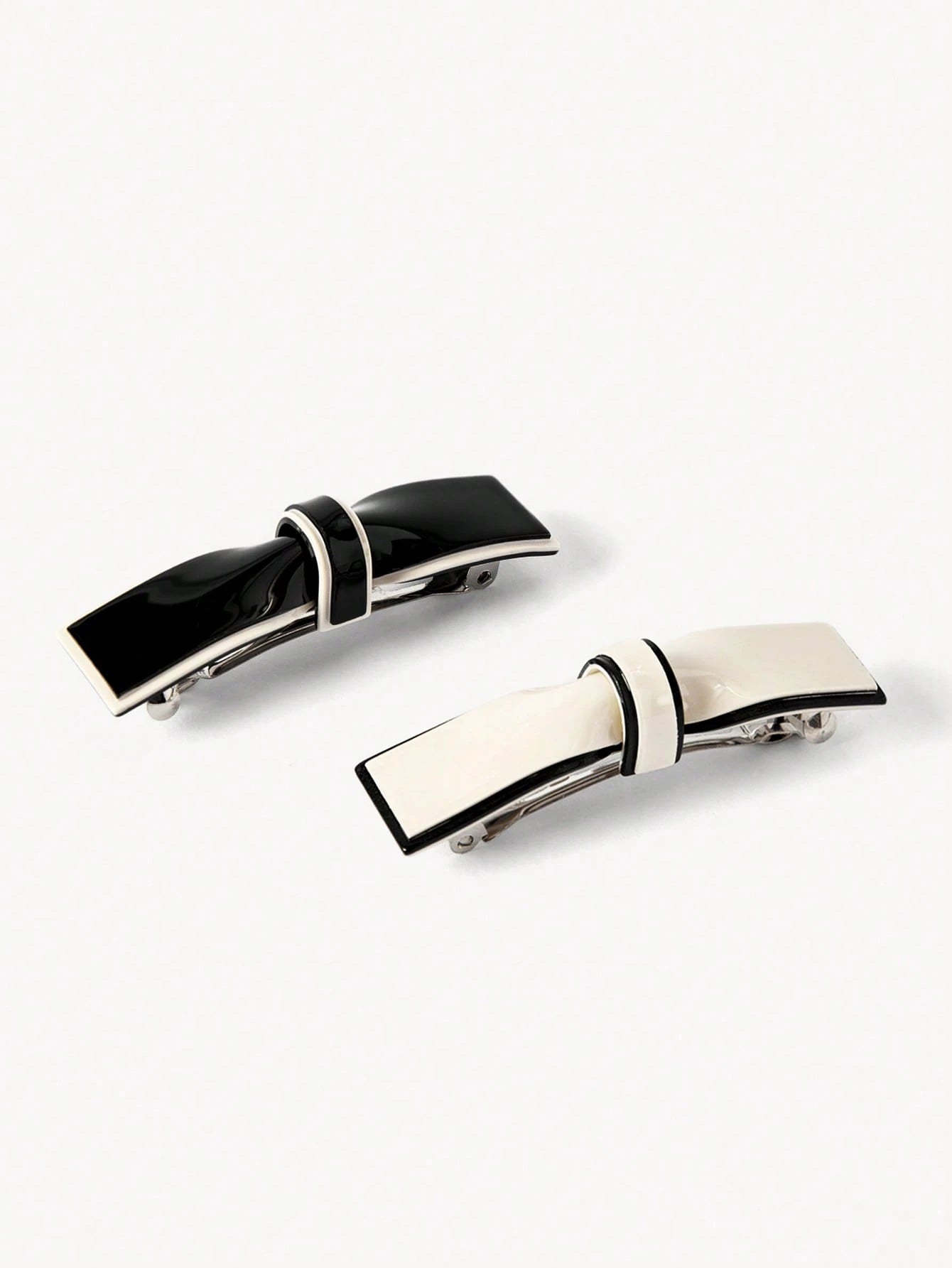 2pcs Bow Decor French Clip For Daily Casual Outing Wear Cute Hair Slide