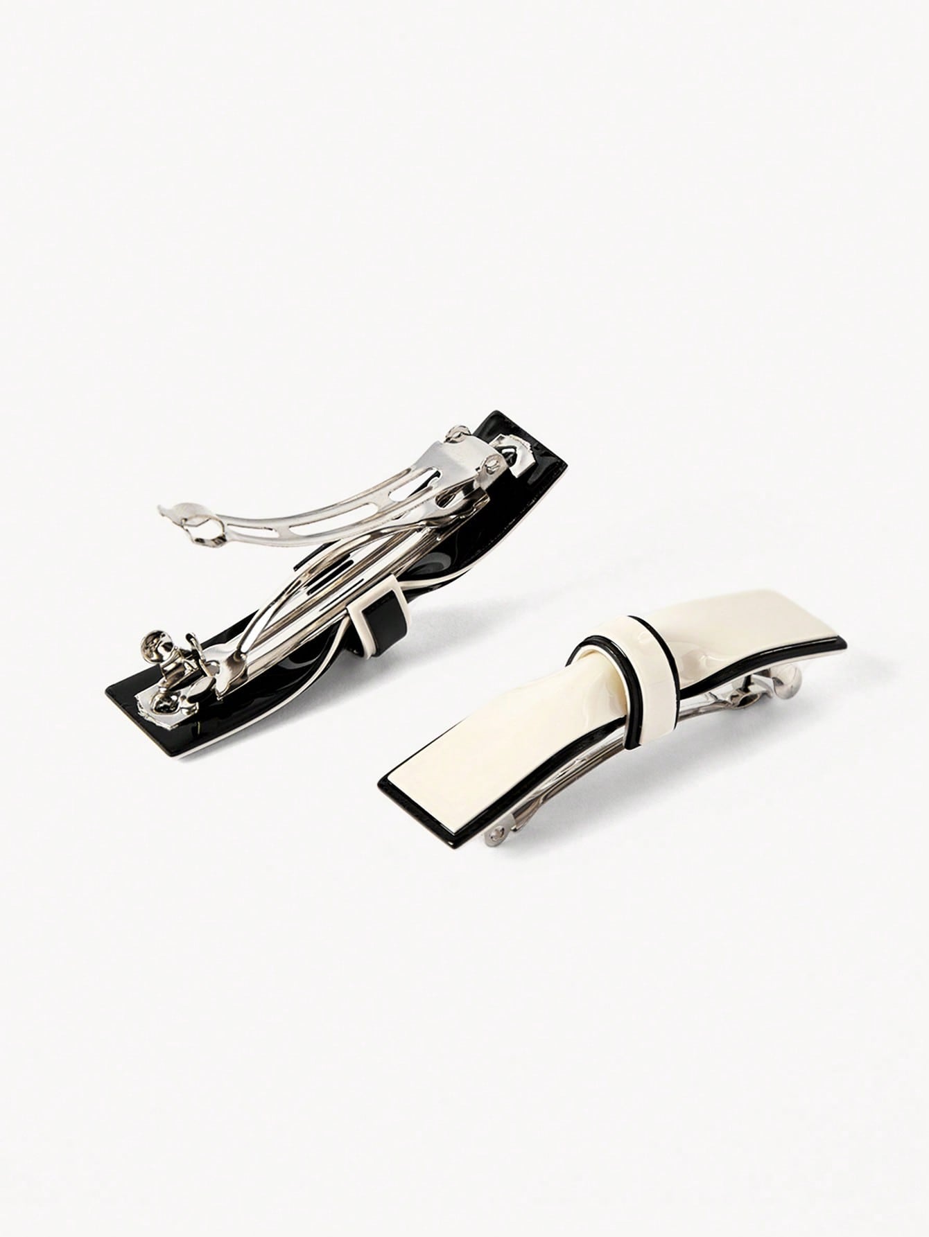 2pcs Bow Decor French Clip For Daily Casual Outing Wear Cute Hair Slide