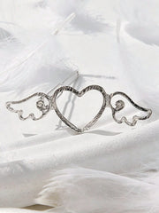 2pcs Cute Heart & Wing Decor Minimalist Hair Claw Clips - www.thetreasurebox.me