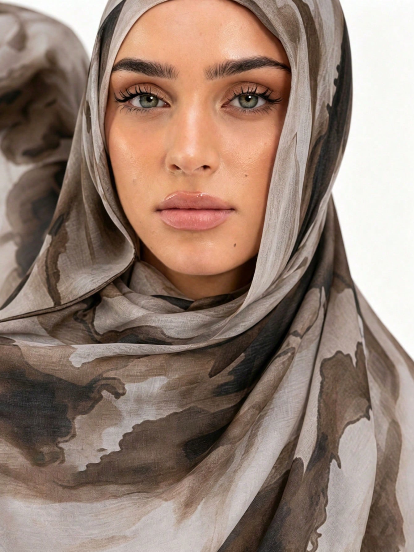 1pc Bohemian Watercolor Floral Print Headscarf