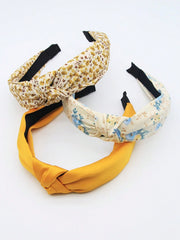 3pcs/Set Yellow Floral Fabric Solid Color Non-Slip Headband
