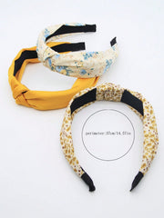 3pcs/Set Yellow Floral Fabric Solid Color Non-Slip Headband