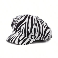 1pc 90s Vintage Animal Print Newsboy Cap
