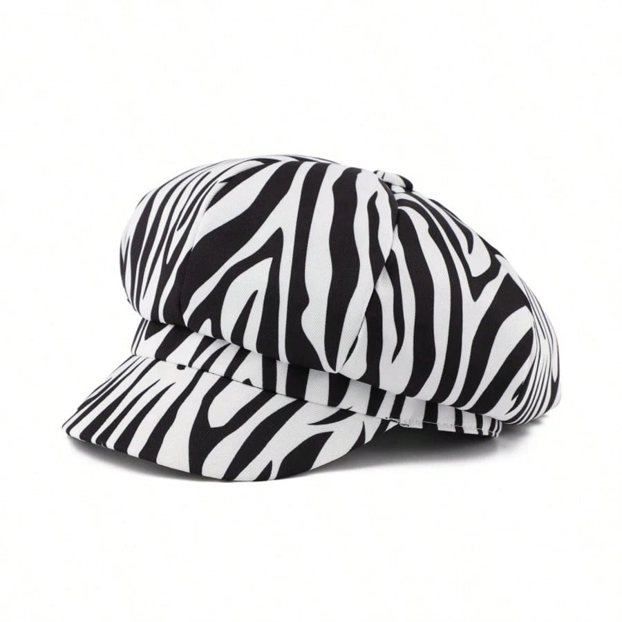 1pc 90s Vintage Animal Print Newsboy Cap