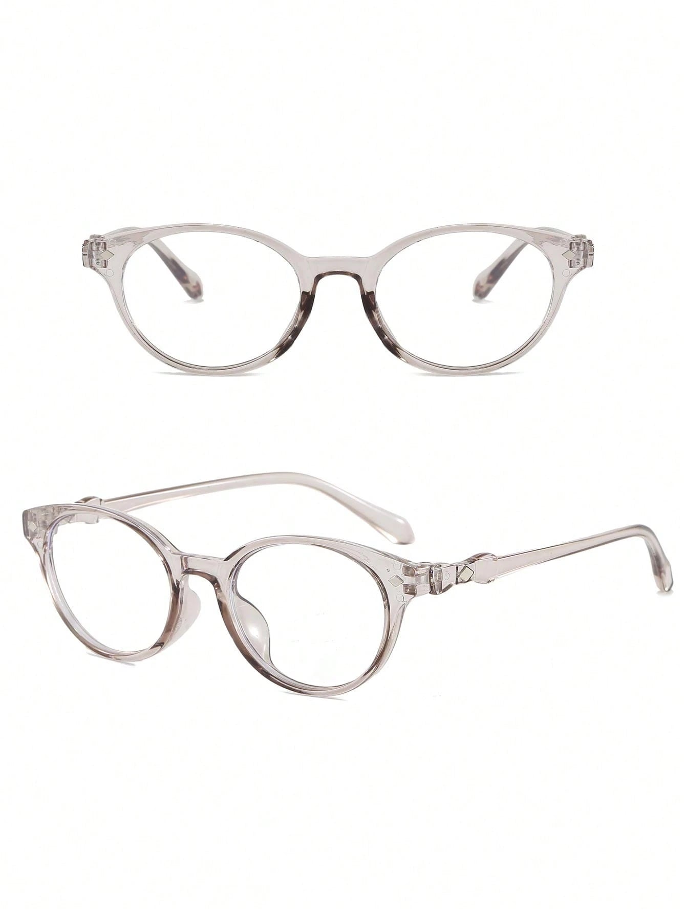 Oval Grey Non-Prescription Glasses