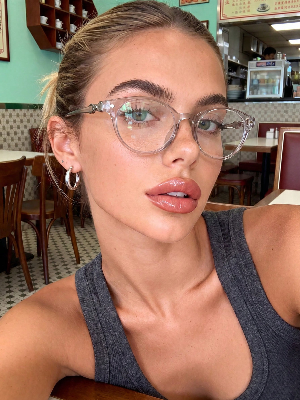 Oval Grey Non-Prescription Glasses