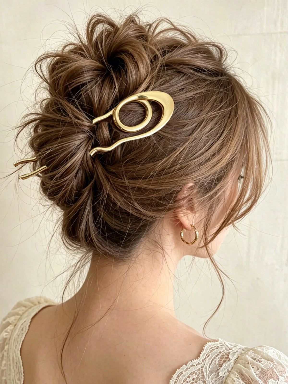 Minimalist Geometric Wave Metal U-Shaped Hair Stick Bun Holder