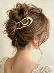Minimalist Geometric Wave Metal U-Shaped Hair Stick Bun Holder