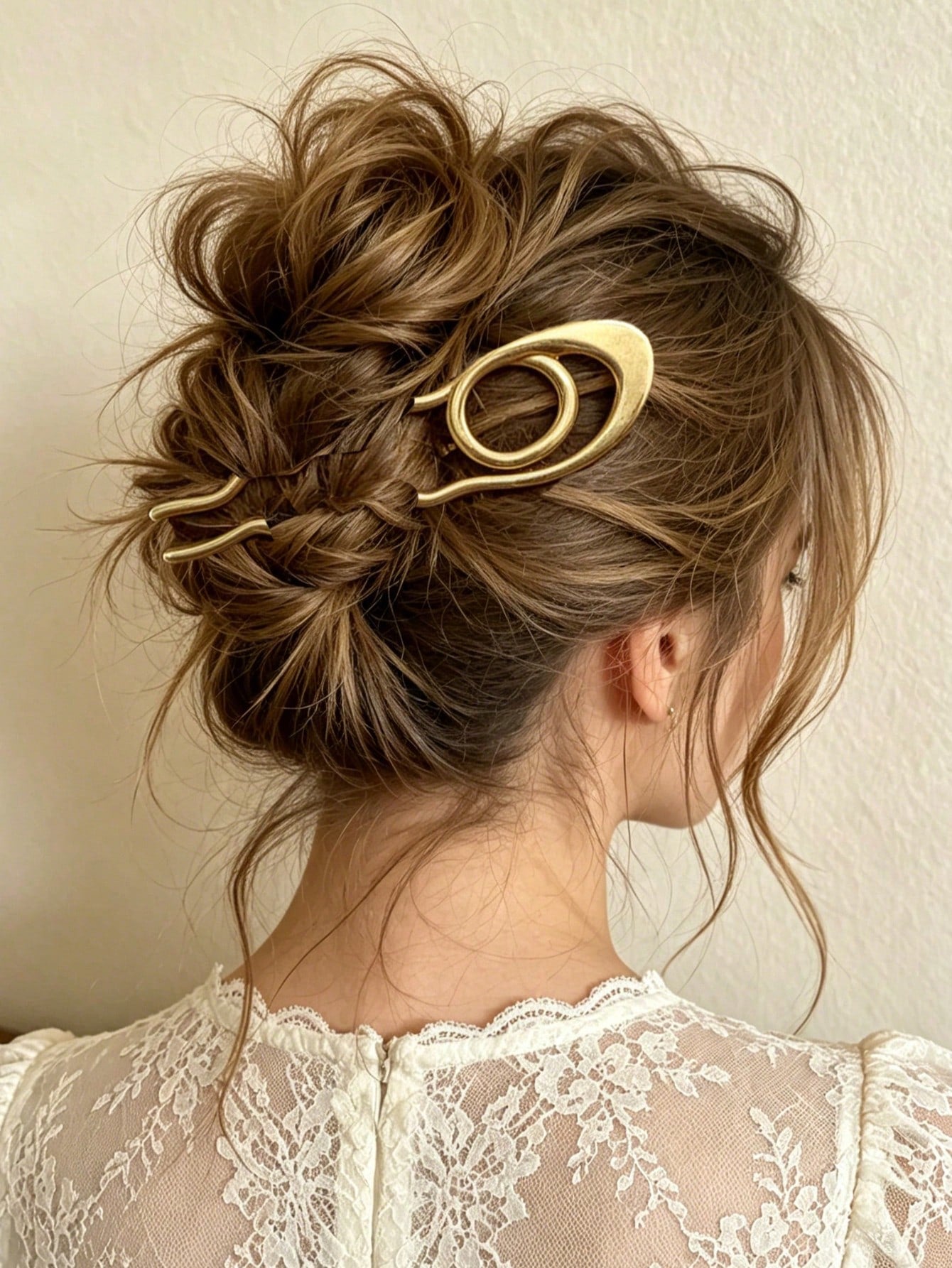 Minimalist Geometric Wave Metal U-Shaped Hair Stick Bun Holder