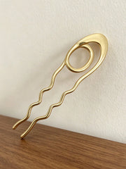Minimalist Geometric Wave Metal U-Shaped Hair Stick Bun Holder