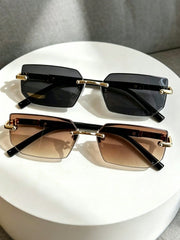 2pc Oval Metal Frame Sunglasses Set