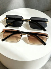 2pc Oval Metal Frame Sunglasses Set