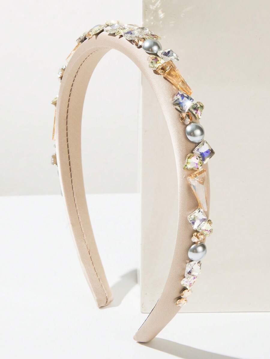 European Pearl Gemstone Thin Rim Headband
