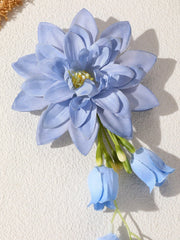1pc/2pcs Elegant Pink & Blue Bohemian Style Artificial Lily And Lily Of The Valley Tassel Hair Clip - www.thetreasurebox.me