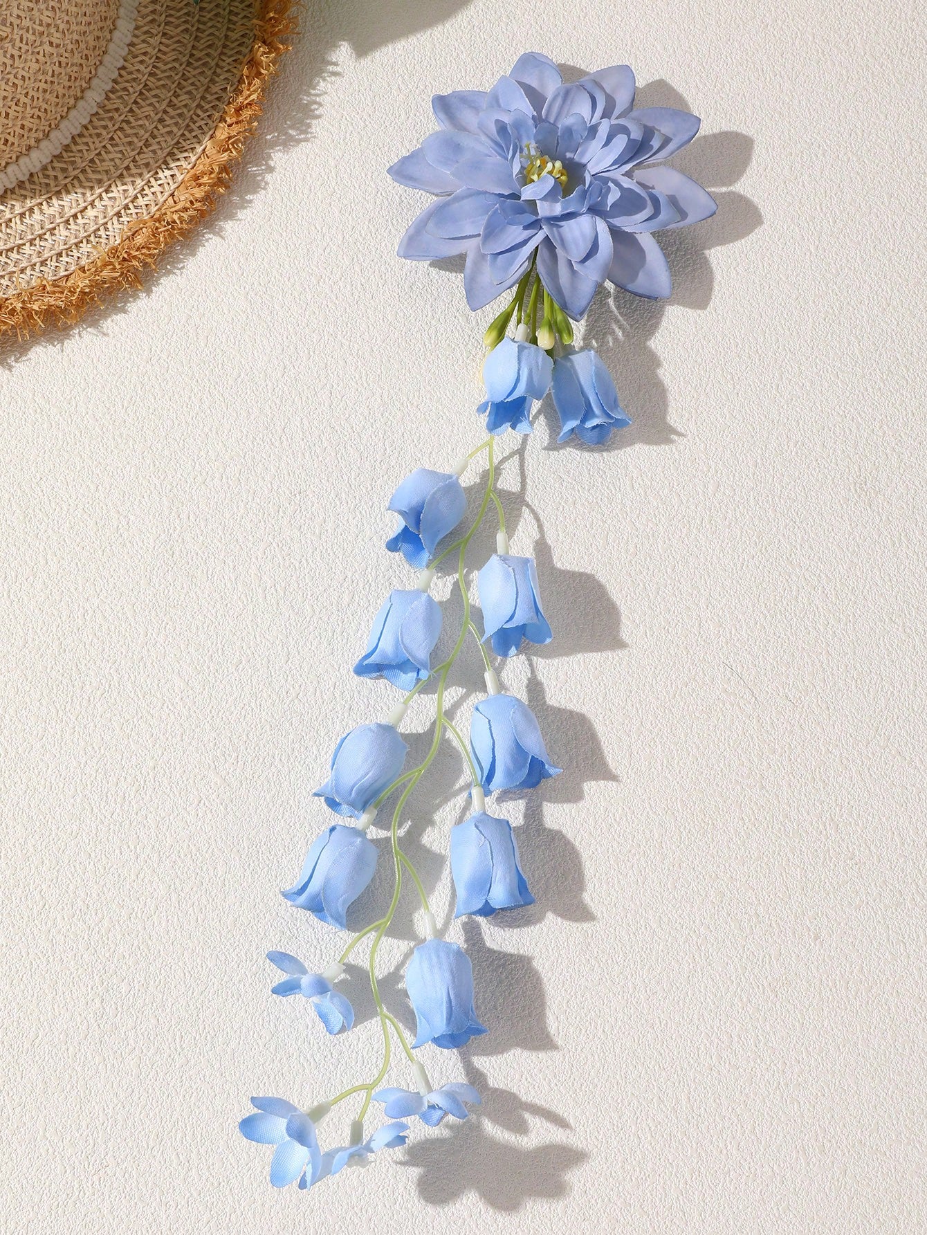 1pc/2pcs Elegant Pink & Blue Bohemian Style Artificial Lily And Lily Of The Valley Tassel Hair Clip - www.thetreasurebox.me