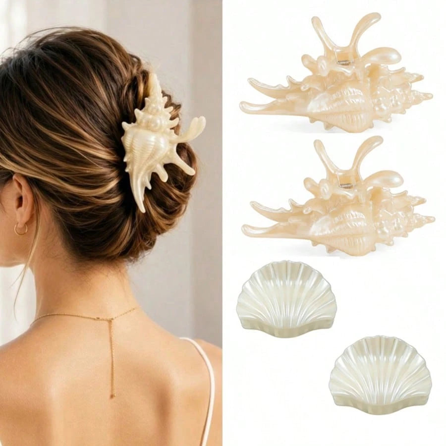 6pcs Acrylic Shell Hair Claws Set