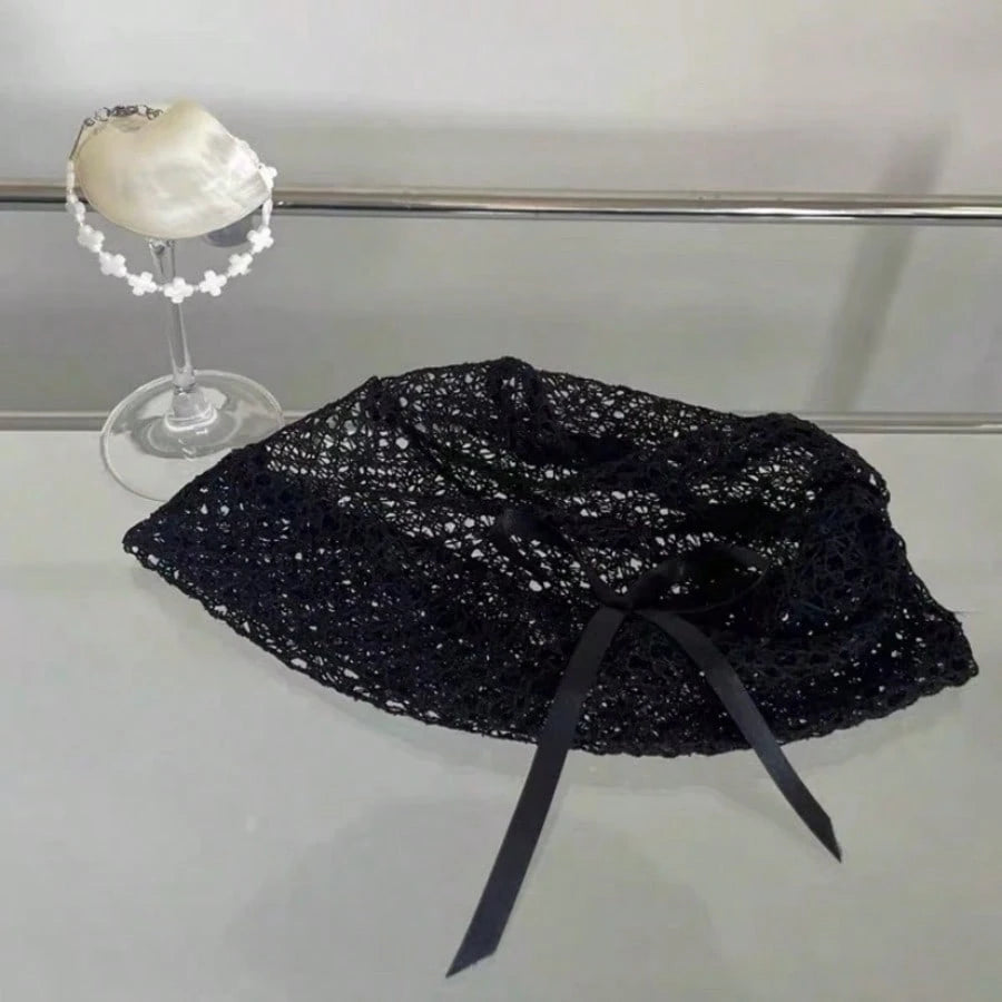 1pc Lace Mesh Hollow Out Loose Knit Hat