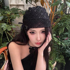 1pc Lace Mesh Hollow Out Loose Knit Hat
