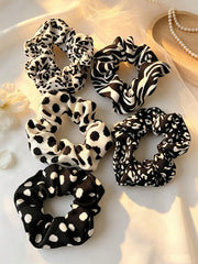 5Pcs Vintage Leopard Zebra Print Scrunchies Set