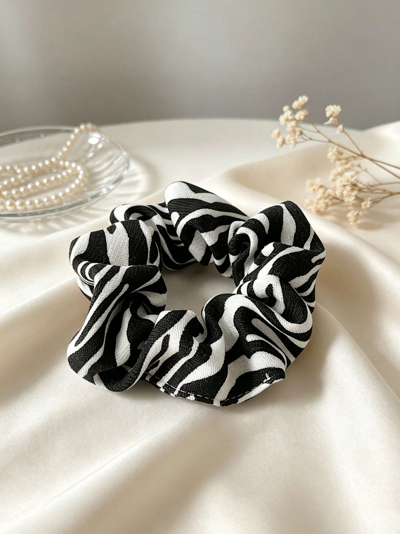 5Pcs Vintage Leopard Zebra Print Scrunchies Set