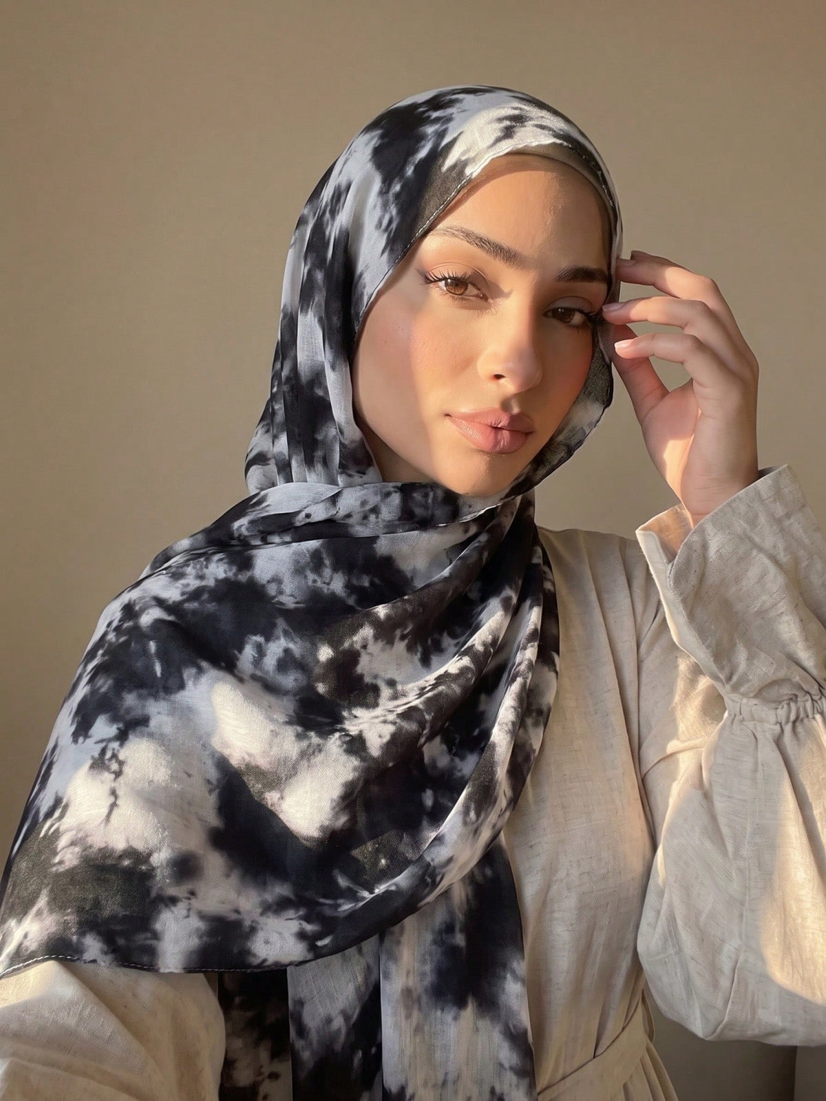 1pcs Casual Artistic Oil Painting Print Hijab