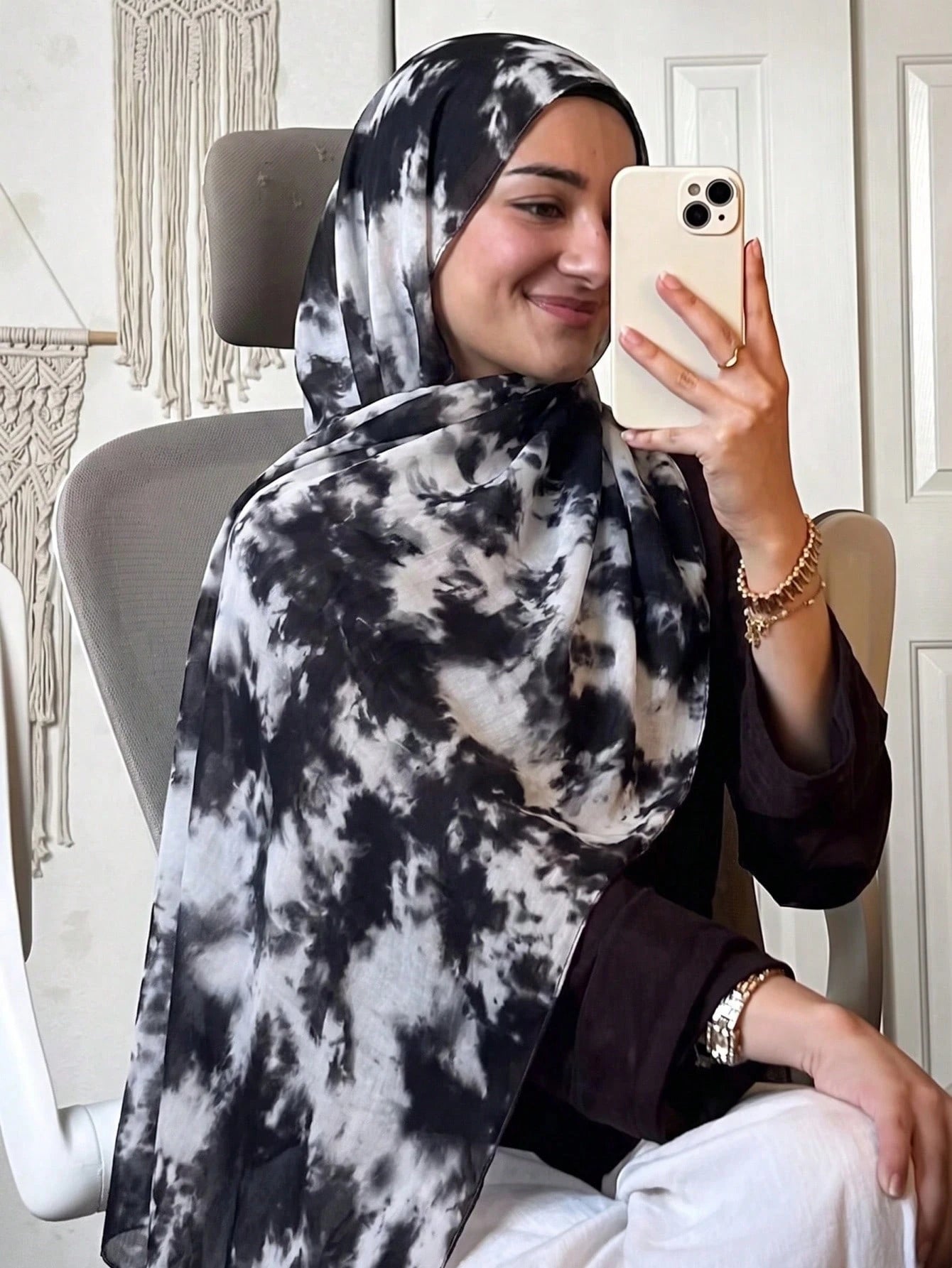 1pcs Casual Artistic Oil Painting Print Hijab