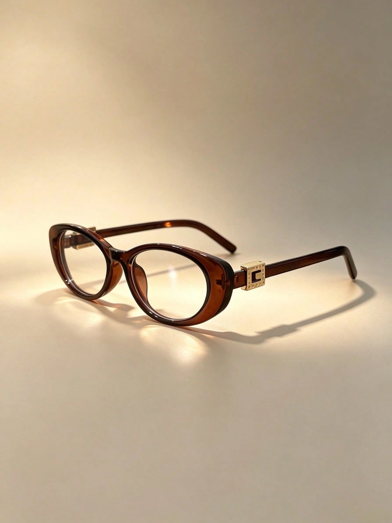 Oval Dark Brown Plastic Glasses