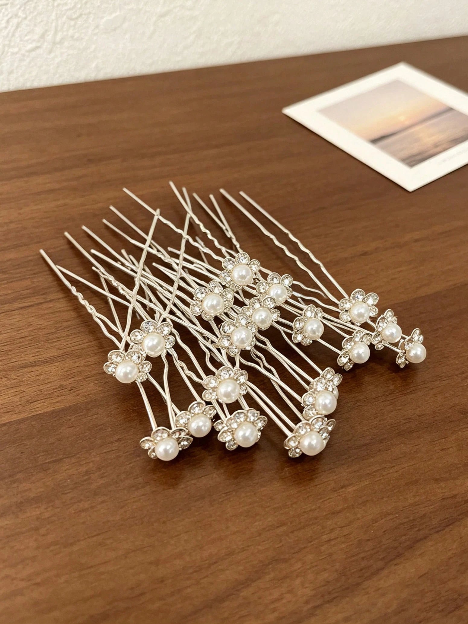 20pc Rhinestone Pearl Flower Hair Pins
