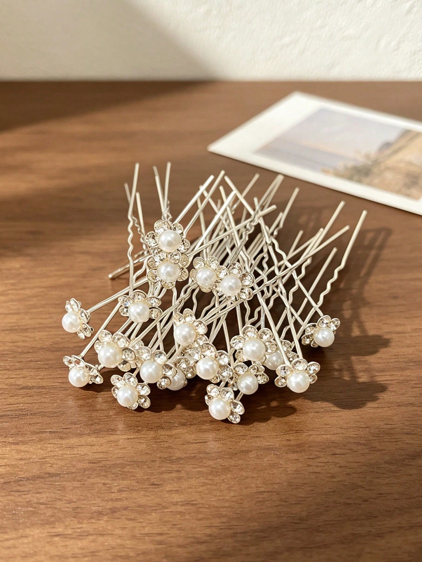 20pc Rhinestone Pearl Flower Hair Pins